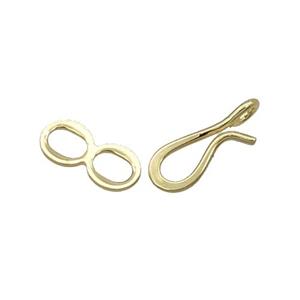Copper Clasp Connector Unfade 18K Gold Plated, approx 10.5x5mm, 13x5mm, 2mm hole