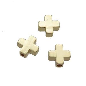 Copper Cross Beads Gold Plated, approx 6mm