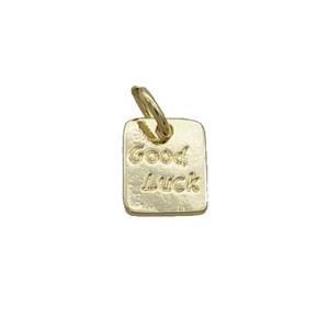 Copper Pendant With Good Luck Rectangle Gold Plated, approx 7-9mm