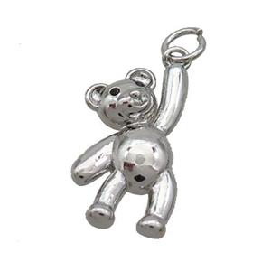Copper Bear Pendant Platinum Plated, approx 11-20mm