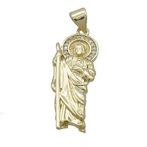 Copper Jesus Pendant Pave Zircon Religious Gold Plated, approx 11-26mm