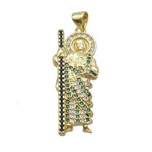Copper Jesus Pendant Pave Zircon Religious Gold Plated, approx 13-33mm