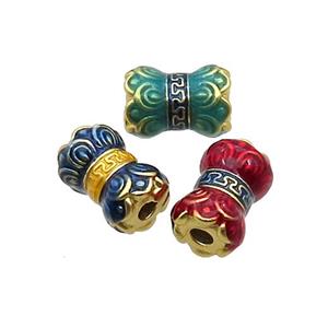 Tibetan Sytle Copper Lotus Beads Cloisonne Flower Gold Plated Mixed, approx 7.5-10.5mm