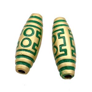 Copper Rice Beads Green Enamel Large Hole Gold Plated, approx 10-30mm, 3mm hole