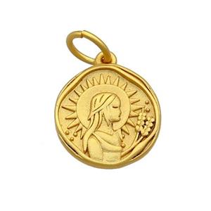 Copper Circle Pendant Zodiac Virgo 18K Gold Plated, approx 15mm