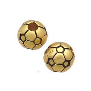Copper Round Beads Football Large Hole 18K Gold Plated, approx 10mm, 3mm hole