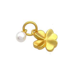 Copper Flower Pendant Pearlized Plastic 18K Gold Plated, approx 5mm, 11mm
