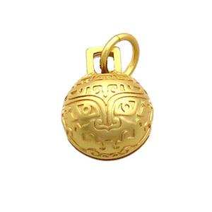 Copper Bell Pendant 18K Gold Plated, approx 12mm