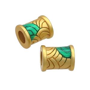 Copper Tube Beads Large Hole 18K Gold Plated, approx 8-10mm, 4mm hole