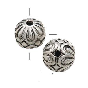 Tibetan Style Guru Beads Zinc T-Hole Round Antique Silver, approx 15-16mm, 3mm hole