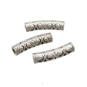 Tibetan Style Zinc Tube Beads Curved Large Hole Antique Silver, approx 6-25mm, 4mm hole