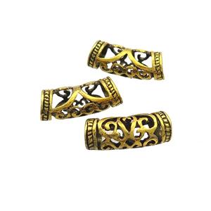 Tibetan Style Zinc Tube Beads Curved Large Hole Antique Gold, approx 9-25mm, 6mm hole