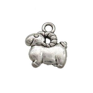 Tibetan Style Zinc Sheep Charms Pendant Animal Antique Silver, approx 12mm