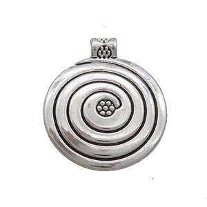 Tibetan Style Zinc Spiral Charms Pendant Rebirth Antique Silver, approx 18mm