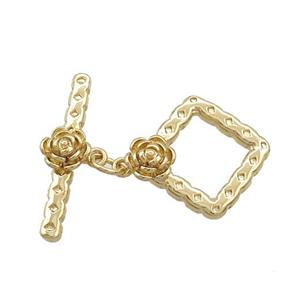 Copper Toggle Clasp Square Gold Plated, approx 19mm, 25mm