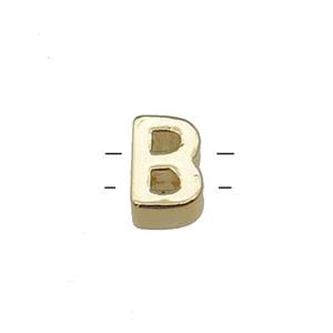 Copper Letter B Beads 2holes Gold Plated, approx 5-8mm