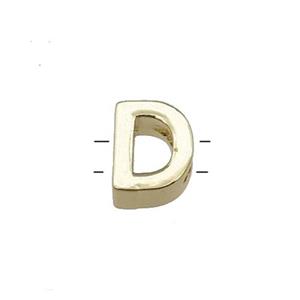 Copper Letter D Beads 2holes Gold Plated, approx 5-8mm
