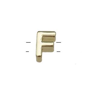 Copper Letter F Beads 2holes Gold Plated, approx 5-8mm