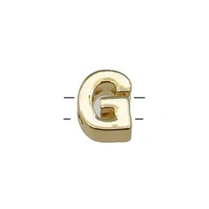 Copper Letter G Beads 2holes Gold Plated, approx 5-8mm