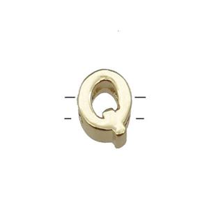 Copper Letter Q Beads 2holes Gold Plated, approx 5-8mm