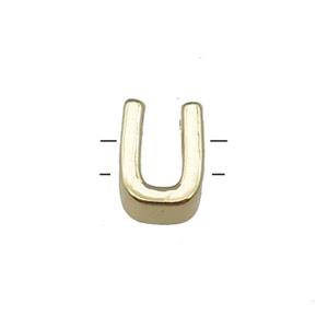Copper Letter U Beads 2holes Gold Plated, approx 5-8mm