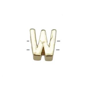Copper Letter W Beads 2holes Gold Plated, approx 5-8mm