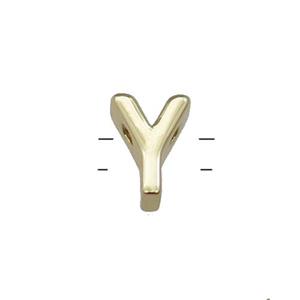 Copper Letter Y Beads 2holes Gold Plated, approx 5-8mm