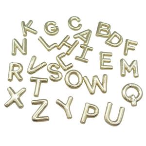 Copper Letter Pendant Mix Alphabet Gold Plated, approx 15-21mm
