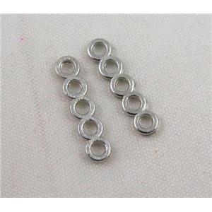 jewelry spacer bead, alloy, platinum plated, approx 17mm length, 5 hole, 1.8mm hole