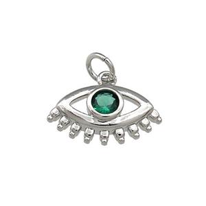 Copper Eye Pendant Pave Zircon Platinum Plated, approx 8-17mm