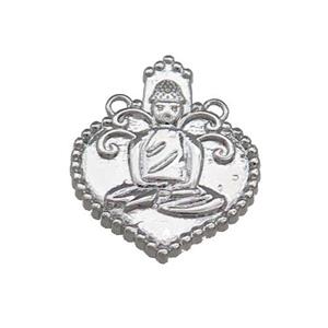 Copper Buddha Pendant 2loops Platinum Plated, approx 17mm