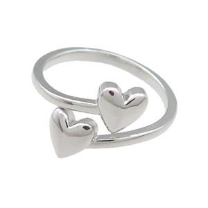 Copper Heart Rings Platinum Plated, approx 7mm, 18mm dia