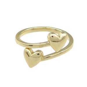 Copper Heart Rings Gold Plated, approx 7mm, 18mm dia