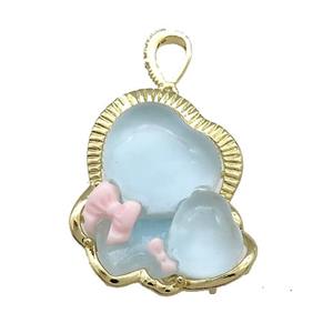 Blue Acrylic Baby Pendant Gold Plated, approx 27-30mm