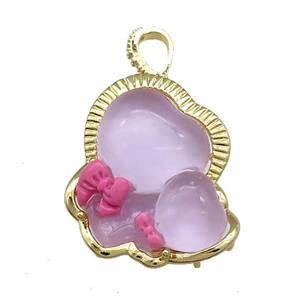 Purple Acrylic Baby Pendant Gold Plated, approx 27-30mm