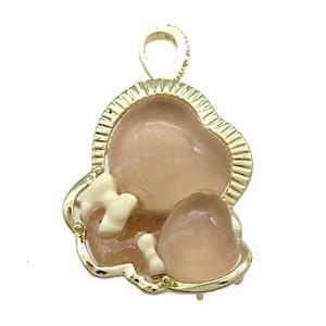 Coffee Acrylic Baby Pendant Gold Plated, approx 27-30mm