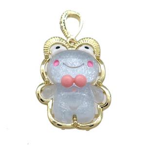 Blue Acrylic Bear Pendant Gold Plated, approx 23-30mm