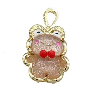 Coffee Acrylic Bear Pendant Gold Plated, approx 23-30mm