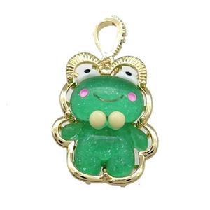 Green Acrylic Bear Pendant Gold Plated, approx 23-30mm