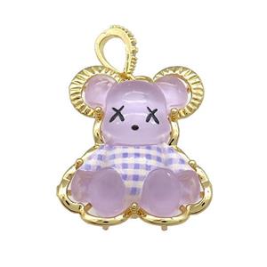 Puprle Acrylic Rabbit Pendant Gold Plated, approx 25-30mm