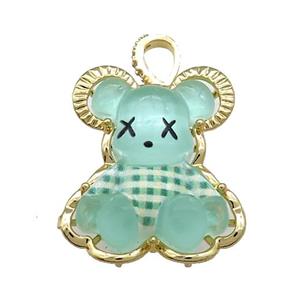 Teal Acrylic Rabbit Pendant Gold Plated, approx 25-30mm