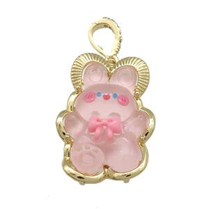 Pink Acrylic Rabbit Pendant Gold Plated, approx 20-30mm