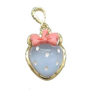 Blue Acrylic Strawberry Pendant Gold Plated, approx 20-28mm