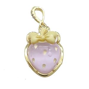 Purple Acrylic Strawberry Pendant Gold Plated, approx 20-28mm