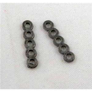 jewelry spacer bead, alloy, black, approx 17mm length, 5 hole, 1.8mm hole