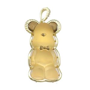 Yellow Acrylic Bear Pendant Gold Plated, approx 24-42mm