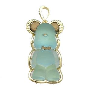 Blue Acrylic Bear Pendant Gold Plated, approx 24-42mm