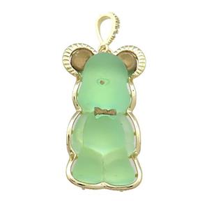 Green Acrylic Bear Pendant Gold Plated, approx 24-42mm