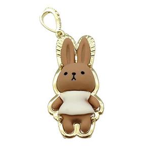 Chocolate Resin Rabbit Pendant Gold Plated, approx 18-40mm