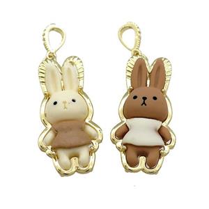 Resin Rabbit Pendant Gold Plated Mixed Color, approx 18-40mm